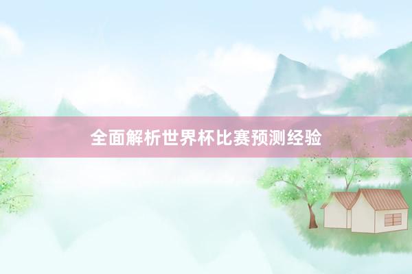 全面解析世界杯比赛预测经验