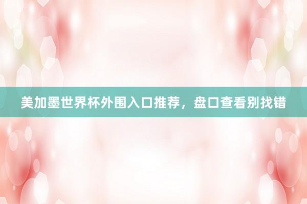 美加墨世界杯外围入口推荐，盘口查看别找错